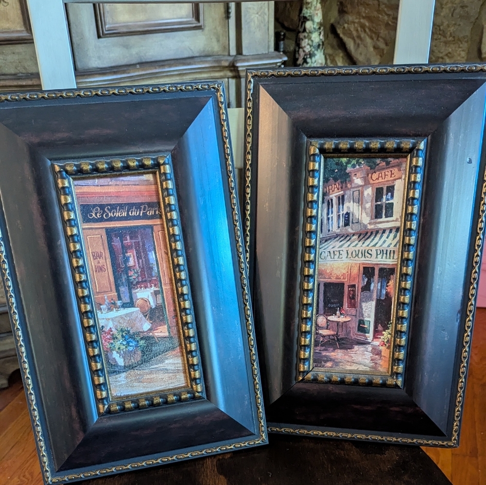 Framed Cafe Street Scene Art